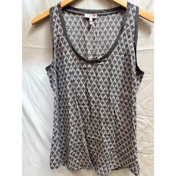 Joie Womens Scoop Neck Moth Print Silk Tank Top Small Black/Gray Sleeveless - Picture 1 of 9